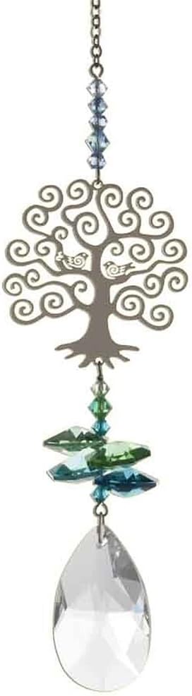 Wild Things Gifts Crystal Fantasy Hanging Suncatcher/Rainbow Maker + 38mm Almond - TREE OF LIFE - Embellished with Swarovski Crystals