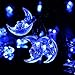 LUCKLED Moon Solar String Lights, 20ft 30LED Fairy Decorative Christmas Lights for Outdoor, Garden, Home, Wedding, Party and Holiday Decorations(Blue)