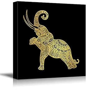 Canvas Wall Art Tribal Elephant Rustic Effect Canvas Prints Home Artwork Decoration for Living Room,Bedroom - 12x12 inches