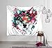 Shukqueen Tapestry Multicolor Wolf Staring at the Front Printing Wall Tapestry for Bedroom Hanging Tapestries Wall Decorations for Living Room Dorm - 51x59 inch,130x150cm