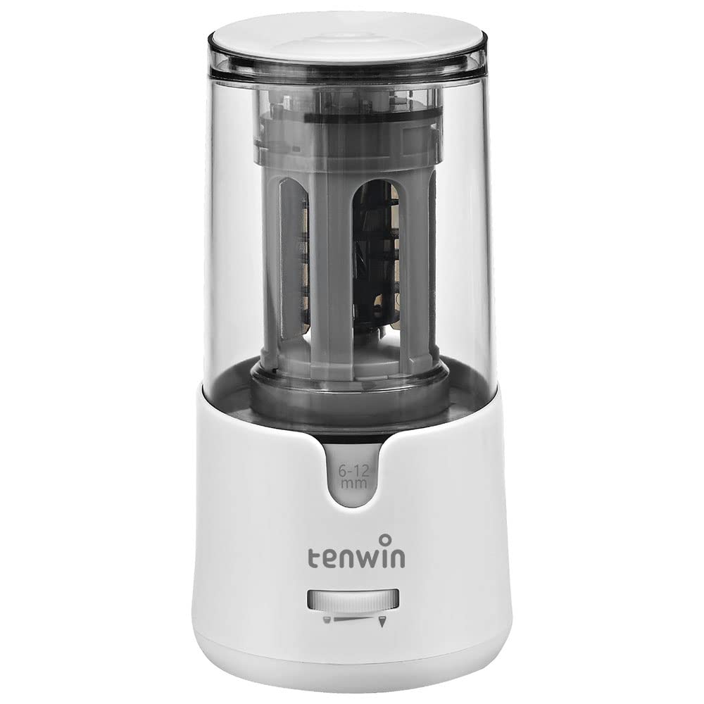 Electric Pencil Sharpener for Coloured Pencils, Large Pencil Sharpener for Artists, Fast Sharpen for 6-12mm Pencils, Heavy Duty in Office School Classroom Home Use, Portable, Auto Stop (White)