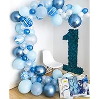 Blue Balloon Garland 16ft Party Decoration Arch Kit, Instructions, Frozen, Ocean, Sea, Snow, Baby Bridal, Shower, Birthday - by TOKYO SATURDAY (Ocean Blue)