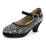 Link Dana 58K Little Girls Rhinestone Heel Platform Dress Pumps Silver
