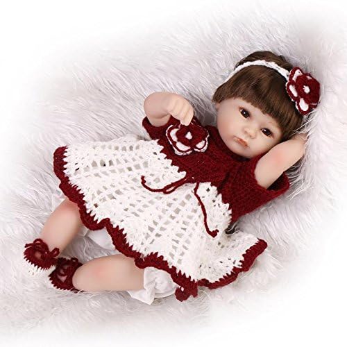 Prezzo Nicery Reborn Baby Doll Soft Simulation Silicone Vinyl 18inch 45cm Magnetic Mouth Lifelike Cute Children Toy Red White Flower Wig with Acrylic Eyes A3US Offerte