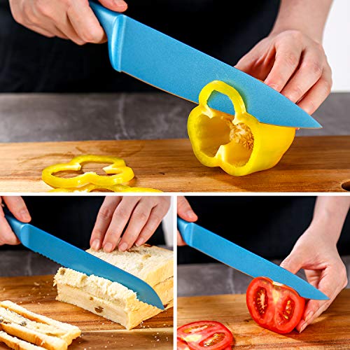 Kitchen Knife Set with Block, WELLSTAR 6Piece Knives Universal Holder