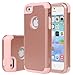 iPhone 5SE Case, E LV Shock-Absorption / High Impact Resistant Hybrid Armor Protection Defender Case Cover for iPhone 5 5S 5SE - [ROSE GOLD / ROSE GOLD]