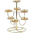 EXCEART Golden Lotus Butter Lamp Holder Candle Holder Brass Oil Lamp Buddhist Altar Supplies for Temples