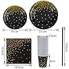 ANECO 146 pieces Black With Gold Foil Party Supplies Disposable Party Tableware Set for Graduation, Party, for 24 Guests