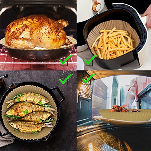 Geekboy Air Fryer Disposable Paper Liners for 3-5Qt Air Fryer, 50/100/200PCS Non-stick Air Fryer Liners Heat-Resistant Water-proof Oil-proof Household Cooking Paper Round (50 Pcs-6.3 Inch)