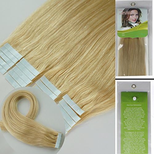 16'' 18''20''22'' 24''tape Skin Real Human Hair Extensions Straight 17 Colors 20pcs Beauty Hair Style (20inch 50g/20pcs, #613 Light Blonde)