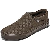 Vans Men's Asher Slip-On Shoe | Comfortable Sneakers for Walking, Fashion & Everyday Wear, Embossed Suede Coal Brown, 14