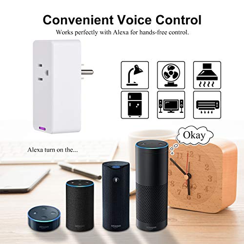 Smart Plug, Surge Protector, POWRUI Wifi Outlet Compatible with Alexa, Google Home & IFTTT, No Hub Required, Remote Control your home appliances from Anywhere, 15A,1080 Joules, ETL Certified (2 packs) - Thumbnail 2