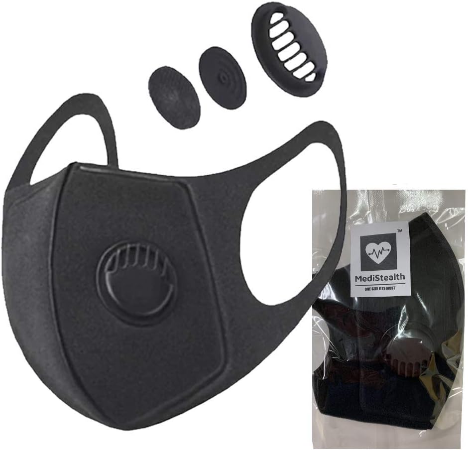 Medistealth Face Covering for Travel with Activated Air Valve | A Fashionable, Reusable Mouth & Nose Layer |