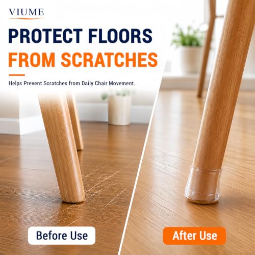 VIUME 24 Pcs Chair Leg Floor Protectors for Hardwood Floors Silicone Covers Felt Pads Furniture Leg Caps Anti-Scratch Reduce Noise Fit (1-5/16" to 2")