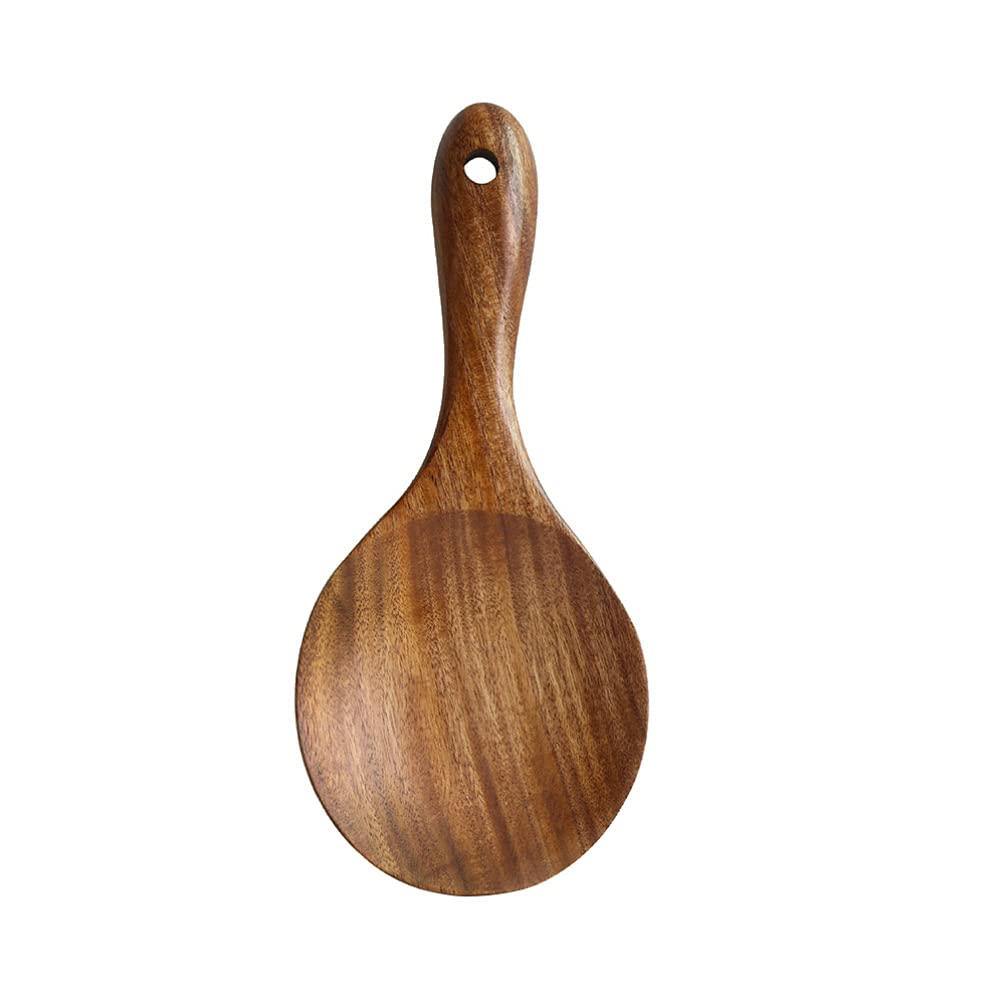 Cabilock Wooden Rice Scoop Serving Spoon Non-Scratch Kitchen Utensil for Home and Restaurant 7.48 Inch Food Serving Tool