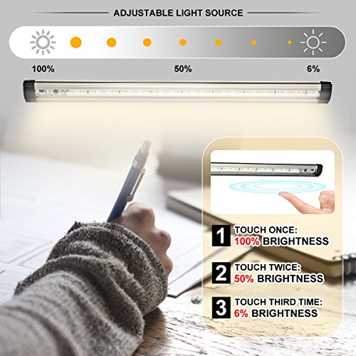 Under Cabinet Light, Elfeland Touch Tap Closet Lights 3 Levels Dimmable Touch Sensor Night Light Connectable Push Light for Wardrobe Cupboard Desk Lamp Kitchen Study Dormitory