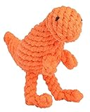 PUPTECK Dog Cotton Rope Toy Puppy Pet Tough Durable Chew Toys for Small or Medium Dogs Biting (Orange Dinosaur)