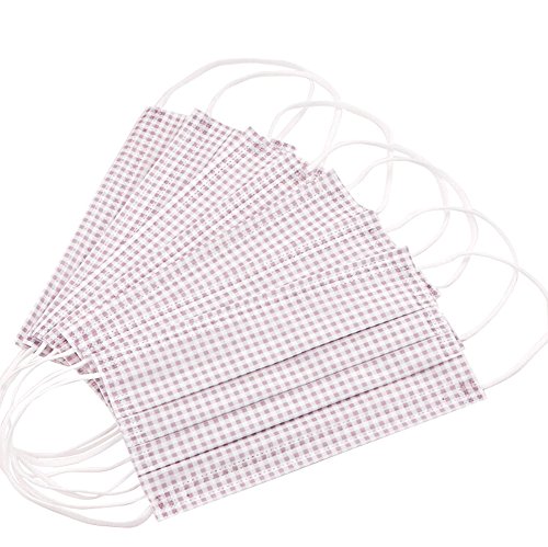 TOPWEL Coffee Color Lattice Print Disposable Printed Earloop Dust Protective Face Mask (30)