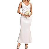 Satin Maxi Dress Wedding Guest Formal Spaghetti Strap Cocktail Party Elegant Silk Dresses for Women