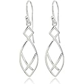 Sterling Silver Polished Geometric Teardrop X Tie Dangle Earrings