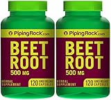 Piping Rock Beet Root 500 mg 2 Bottles z 120 Quick Release Capsules Herbal Supplement
