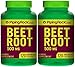 Piping Rock Beet Root 500 mg 2 Bottles z 120 Quick Release Capsules Herbal Supplement
