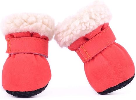 Amazon Co Jp Fhoomyペットシューズ 裏地 厚手のぬいぐるみ ペット用品 犬の靴犬用ブーツ カラー オレンジ サイズ S ホーム キッチン