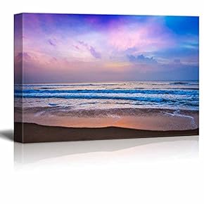 Canvas Prints Wall Art - Peaceful Ocean Sunrise | Modern Wall Decor/Home Decoration Stretched Gallery Canvas Wrap Giclee Print. Ready to Hang - 12" x 18"