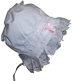 N'Ice Caps Baby Girls Lacy Open Back Bonnet with Ribbon