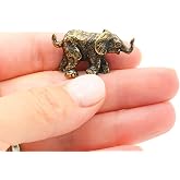 Baby Elephant Figurine Handmade Small Collectible Elephant Sculpture Ornament Miniature Tiny Metal Jungle Animal