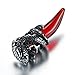 BOHO Jewelry Mens Stainless Steel Pendant Necklace Crystal Silver Dragon Wolf Tooth Tribal (Red)