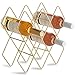 VonShef 8-10 Bottle Wine Rack Freestanding Bottle Holder Countertop Storage Metal Brushed Gold Geometric Design for Red White Wine