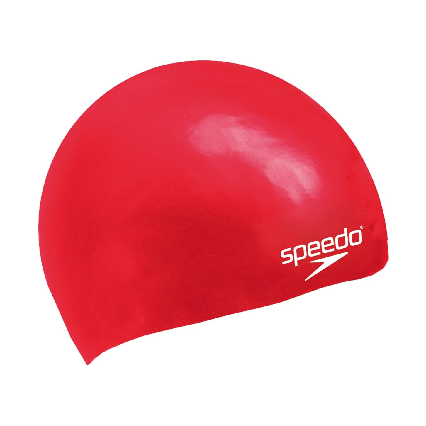 Speedo Unisex-Youth Junior Plain Moulded Silicone Swimming Cap | Swim Essentials | Hair Protection Training Aids, Red, One Size