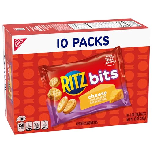 RITZ BITS CHEESE SANDWICH CRACKERS, LUNCH SNACKS, 10 SNACK PACKS