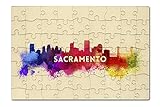Sacramento, California - Skyline Abstract (8x12 Premium Acrylic Puzzle, 63 Pieces)