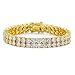 JINAO 2-Row Tennis Bracelet for Men & Women, 14K Gold Plated Brass, Iced-Out Cubic Zirconia Chain, Unisex Hip-Hop Style