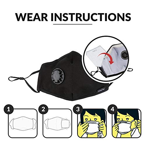 Debrief Me Flu Virus Protection Mask - Anti Pollution Breathable Respirator Mask (1 Mask + 6 Filters) Military Grade N99 Flu Mask Carbon Activated Filtration - Reusable Washable - Comfy Cotton - Thumbnail 4