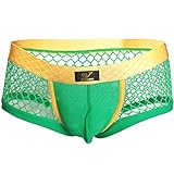 YiZYiF Men's Openwork Mesh Breathable Cool Sexy Bikini Briefs Swimwear Underwear Green X-Large
