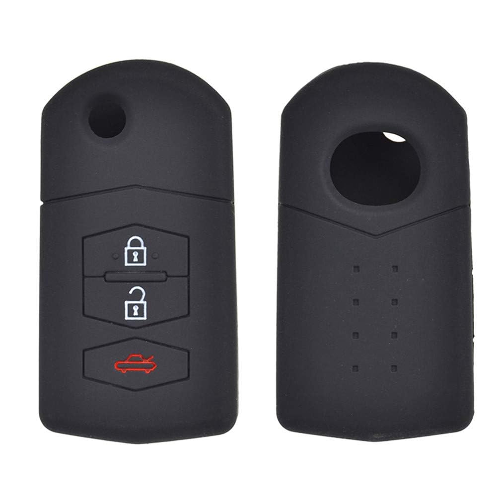 Happyit Silicone Car Key Case Cover for Mazda Demio 2 3 5 6 M2 M3 M5 M6 CX-5 CX7 CX9 RX8 MX5 MPV 3 Button Fob Key
