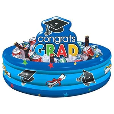 Loud and Proud Graduation Party "Congrats Grad!" Inflatable Cooler, Blue, 14" x 29"
