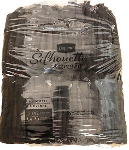 Depend Silhouette Active Fit Lower Rise Briefs - Black 28 Count Size L/XL