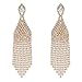BriLove Wedding Bridal Dangle Earrings for Women Beaded Tassel Crystal Fringe Chandelier Jewelry Clear Gold-Toned