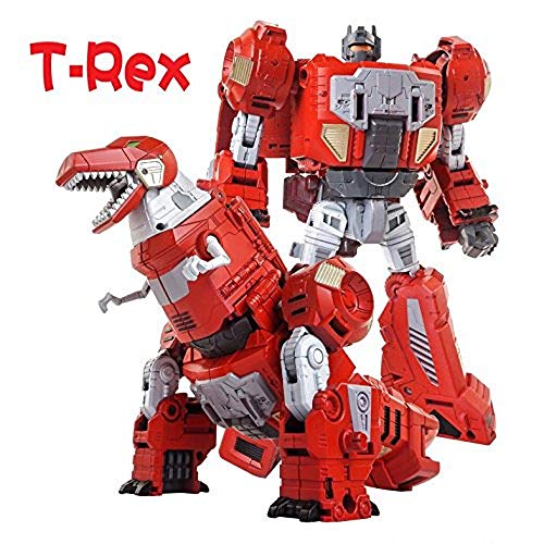 Volcanicus Transformer Power Ranger Grimlock Alloy Dinosaur Action Figure Robot Toys Gifts for Kids Boys (Grimlock(Red T-rex)