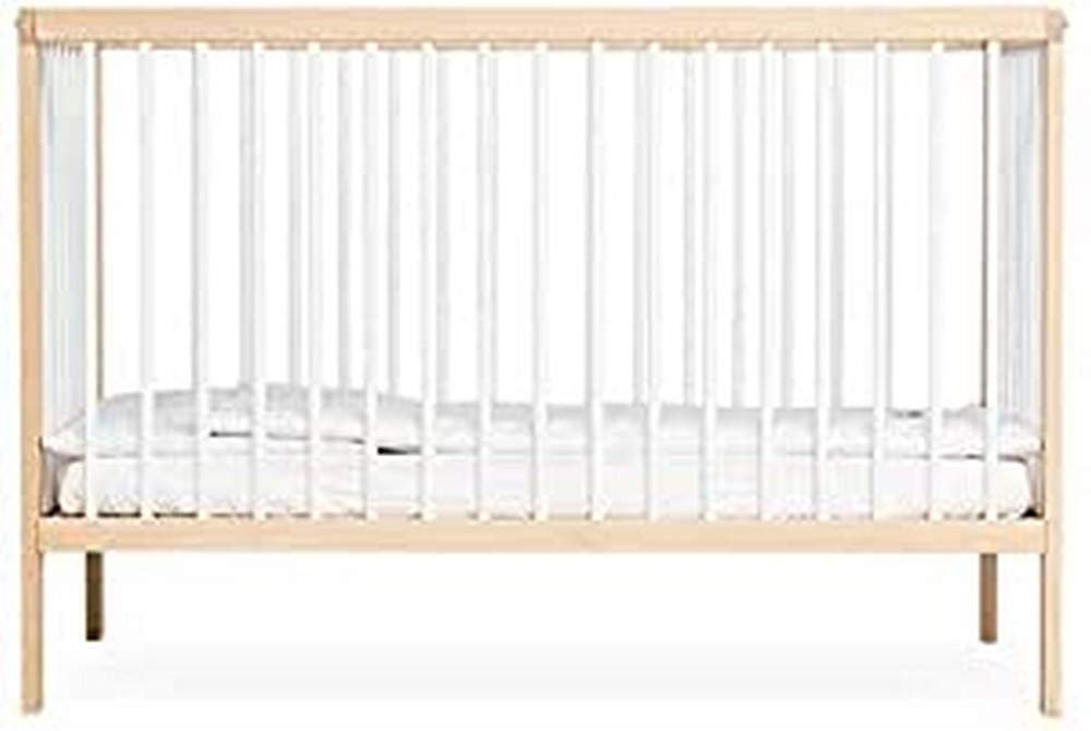 Mokee Mini Cot Bed Space Saving Cot 120 x 60 cm - Wooden Crib with Adjustable Height - Converts to Toddler Bed - Scandinavian Design (White Beech)
