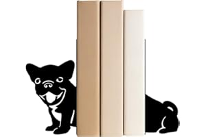 Book Ends, 1 Pair Cute Dog Metal Bookends, Creative Decorative Book Holders for Home Office Bookshelf, Dog Lovers Gifts, Libr