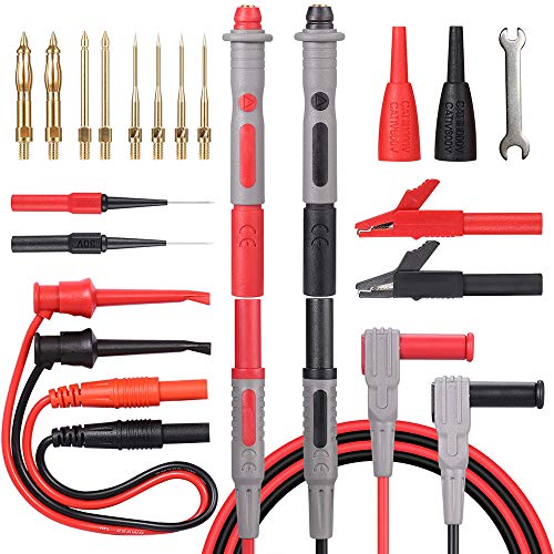 Bionso 21-Piece Multimeter Leads Kit, Professional and Upgraded Test Leads Set with Replaceable Gold-Plated Multimeter Probes, Alligator Clips, Test Hooks and Back Probe Pins.