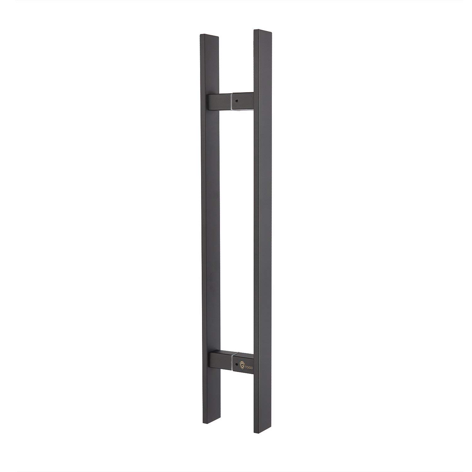 TOGU TG-6018 900mm/36 inches Square/Rectangle H-Shape/Ladder Style Back to Back Stainless Steel Push Pull Door Handle for Solid Wood, Timber, Glass and Steel Doors, Matt Black Finish
