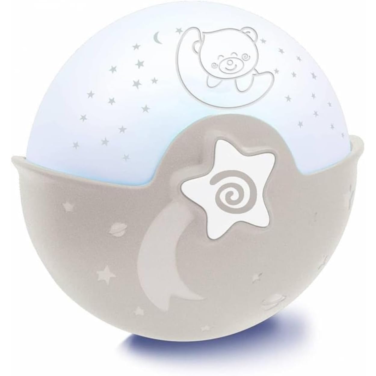 INFANTINO Soothing Light and Projector - Clip-on Crib Night Light with Grow-with-Me Design, Starry Night Projector and Tabletop with Built-in Melodies and Sound Sensors, Grey