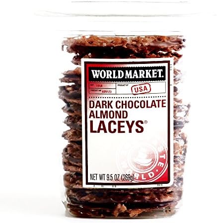 Laceys Cookies - Dark Chocolate Almond Lace Cookies with Toffee 10 oz each (3 Items Per Order)