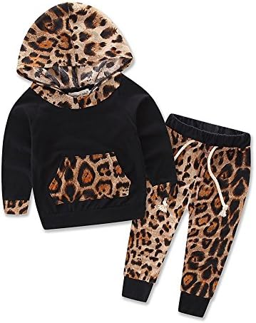 samgani baby Baby Girls Floral Hoodie+ Floral Pant Set Leggings 2 Piece Outfits For 6M-3Y (6-12Month, black)